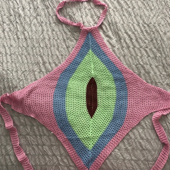 Multicoloured Crochet Halter Top - Picture 2 of 4